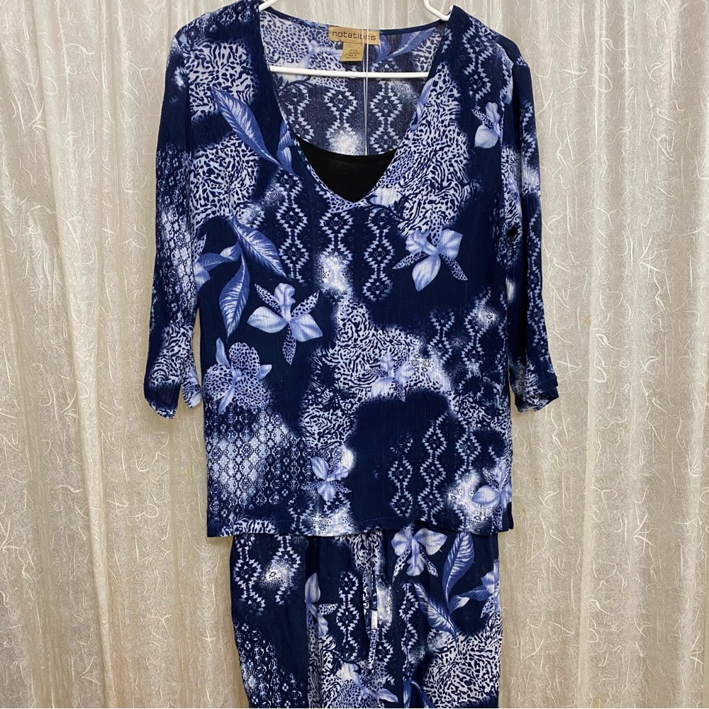 Notations 2-piece Indigo top & skirt set